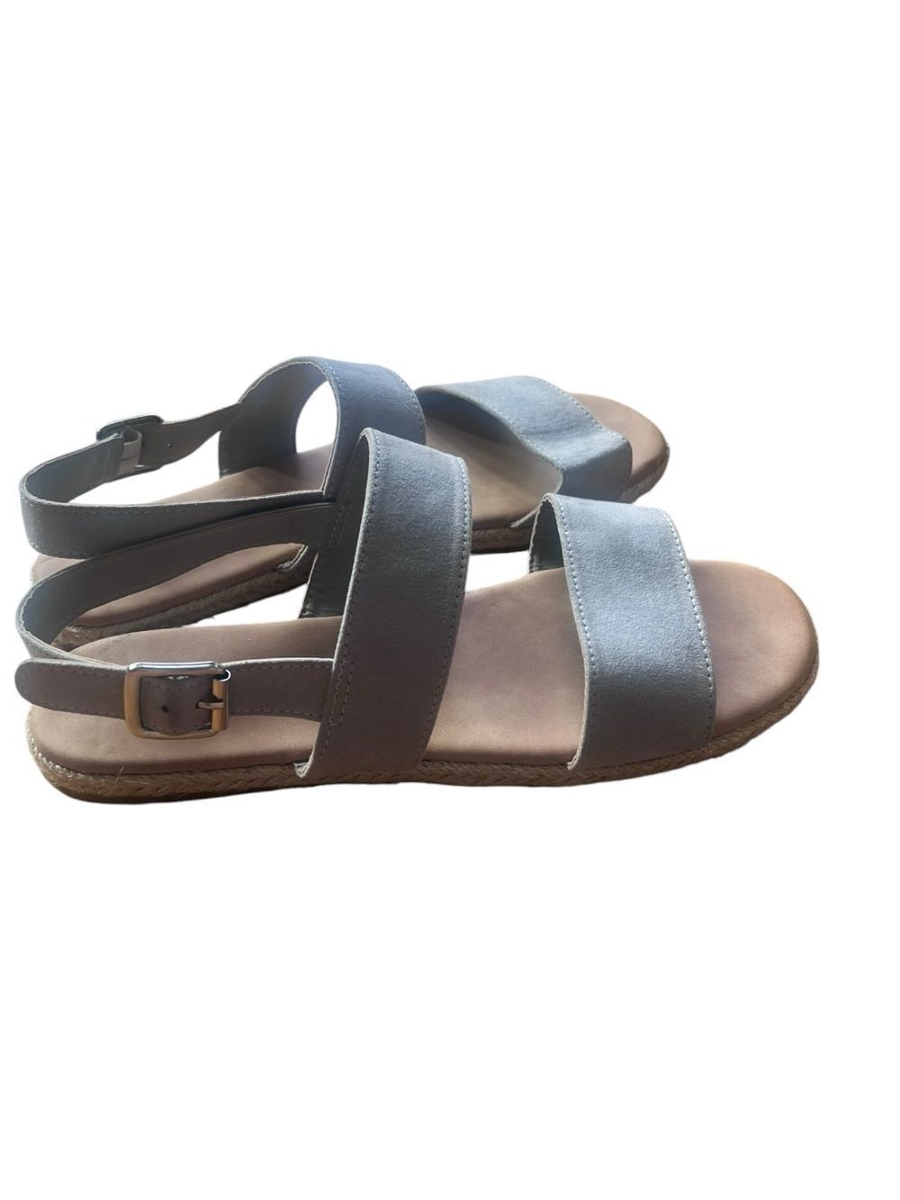 Journee Gray Faux Suede Espadrille Ankle Strap Comfort Flat Summer Sandals 11